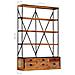 Libreria A 4 Ripiani 6 Cassetti 122x36x181cm Massello Di Mango - Foto miniatura 8