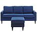Divano In Tessuto Con Pouf Blu Scuro Avesta - Foto miniatura 14