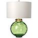 Lampada Scrivania Contemporanea Kara Vetro Metallo Ottone Vetro Verde 1 Luce E27 - Foto miniatura 1