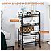 Carrello Da Cucina A 4 Ripiani Rimovibili Con 4 Ganci E Ruote, In Acciaio E Plastica Pp, 45x26.5x84 Cm, Nero - Foto miniatura 4
