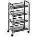 Carrello Da Cucina A 4 Ripiani Rimovibili Con 4 Ganci E Ruote, In Acciaio E Plastica Pp, 45x26.5x84 Cm, Nero - Foto miniatura 1
