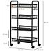 Carrello Da Cucina A 4 Ripiani Rimovibili Con 4 Ganci E Ruote, In Acciaio E Plastica Pp, 45x26.5x84 Cm, Nero - Foto miniatura 5