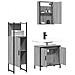 Set Mobili Da Bagno 3 Pz Grigio Sonoma In Legno Multistrato - Foto miniatura 3
