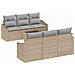 Set Divano da Giardino a 7 Pezzi con Cuscini Beige Polyrattan - Foto miniatura 1