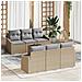 Set Divano da Giardino a 7 Pezzi con Cuscini Beige Polyrattan - Foto miniatura 2