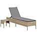 Lettino Prendisole con Tavolo e Cuscino Beige in Polyrattan - Foto miniatura 1