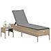 Lettino Prendisole con Tavolo e Cuscino Beige in Polyrattan - Foto miniatura 3