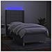 Letto a Molle Materasso e LED Grigio Chiaro 80x200 cm Tessuto - Foto miniatura 3