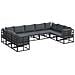 Set Divano da Giardino con cuscino 9 pcs Nero Alluminio - Foto miniatura 1