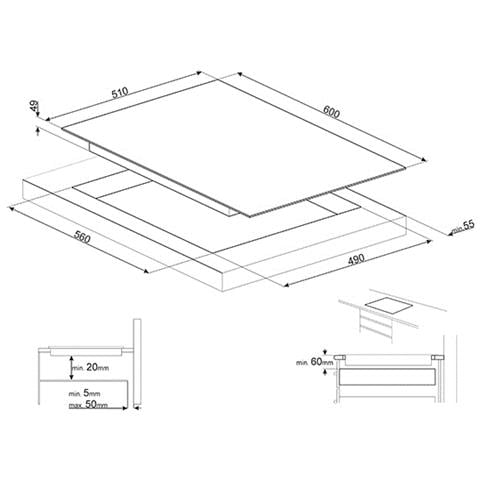 Piano Cottura SI5632D a Induzione 3 Zone Cottura da 60 cm Colore Nero - Foto 2