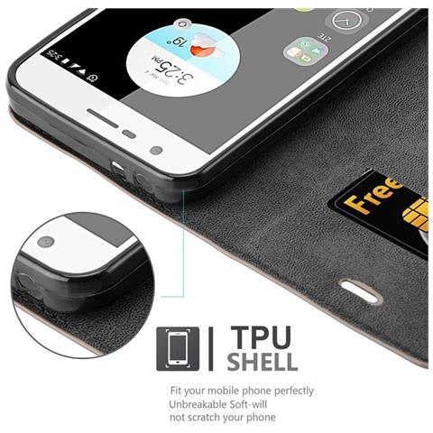 Custodia Compatibile Con Zte Blade V8 Mini In Bruno Caffè - Coperchio Protettiva Con Chiusura Magnetica, Funzione Stand E Tasca Per Le Carte - Foto 2