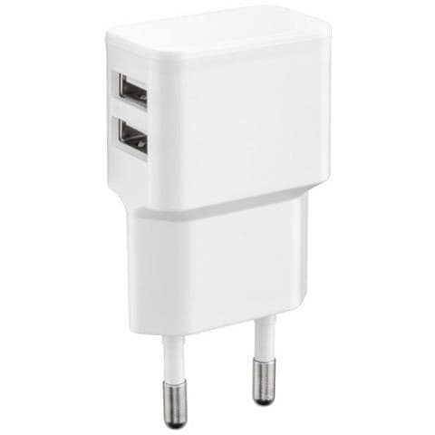 Petravel44 Caricabatterie Per Dispositivi Mobili Interno Bianco (charger For Smartphones 2.4amp - 2usb Port, Slim Design - For Smartphones Or Tablets. Input: 230v. Output: 5v / 2.4a / 12watt - Warranty: 25y)  - Foto 1