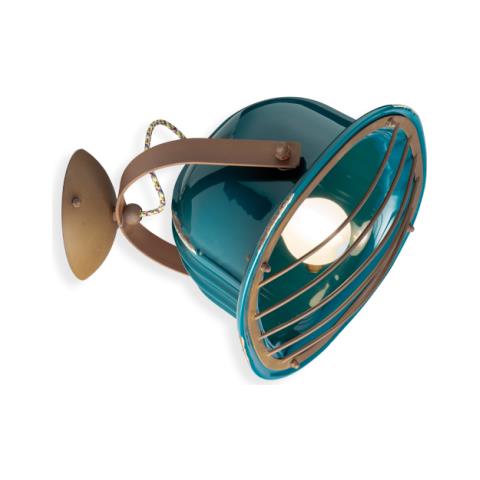 Applique Vintage Industrial Ferro E Ceramica Verde 1 Luce E27 - Foto 1