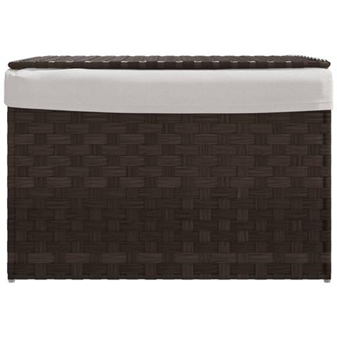 Cesto Biancheria Coperchio Marrone Scuro 55,5x35x34 Polyrattan - Foto 2