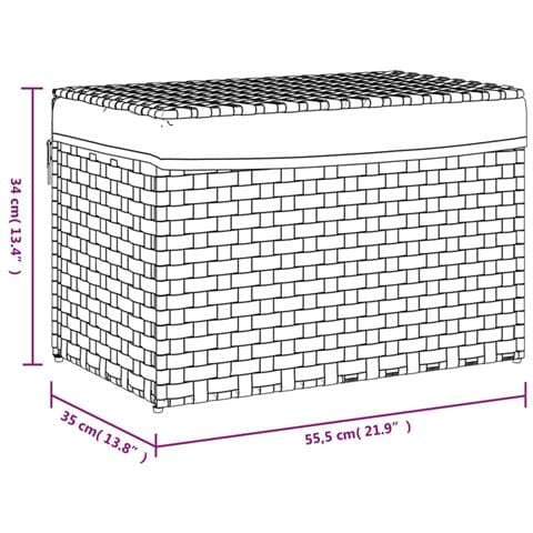 Cesto Biancheria Coperchio Marrone Scuro 55,5x35x34 Polyrattan - Foto 8