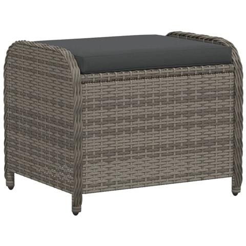 Sgabello Giardino Con Cuscino Grigio 58x46x46 Cm In Polyrattan - Foto 2
