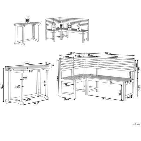 Set Di Panchine Da Balcone In Legno Di Acacia Treia - Foto 8