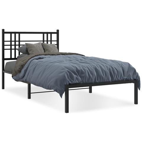 Giroletto Con Testiera In Metallo Nero 90x190 Cm - Foto 1