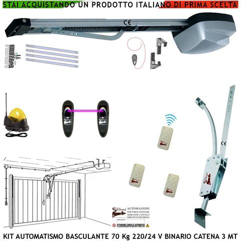 Kit Automazione Motore 220/24 V Da Soffitto Per Cler Basculante 70 Kg Faro Antenna 3 Radiocomandi Fotocellule Archetto - Foto 1