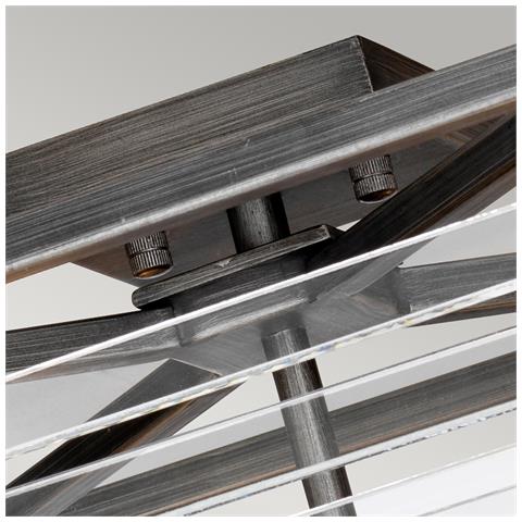 Plafoniera Industrial Nordica Louvre Acciaio Canna Di Fucile Vetro 4 Luci E27 - Foto 2