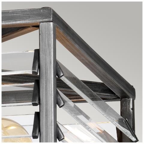 Plafoniera Industrial Nordica Louvre Acciaio Canna Di Fucile Vetro 4 Luci E27 - Foto 4