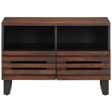 Mobile Porta Tv Marrone 70x34x46 Cm In Legno Massello Di Mango - Foto 2