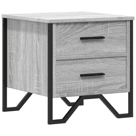 Comodino Grigio Sonoma 40x41x40 Cm In Truciolato - Foto 2