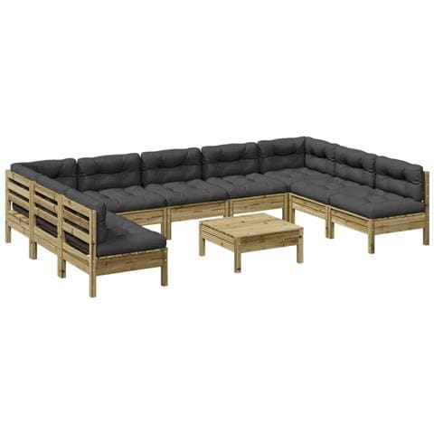 Set Divani Giardino 10 Pz Con Cuscini Legno Impregnato Di Pino - Foto 1