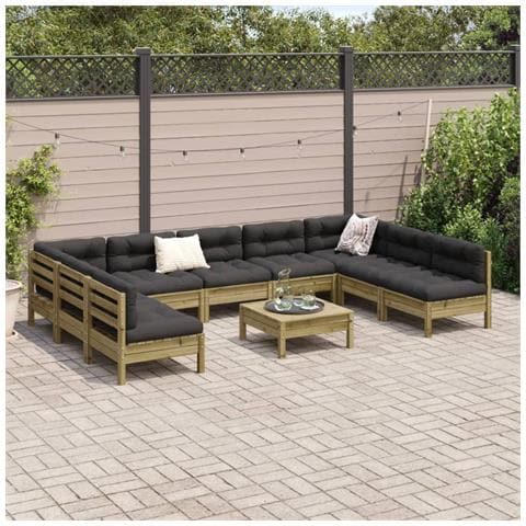 Set Divani Giardino 10 Pz Con Cuscini Legno Impregnato Di Pino - Foto 2