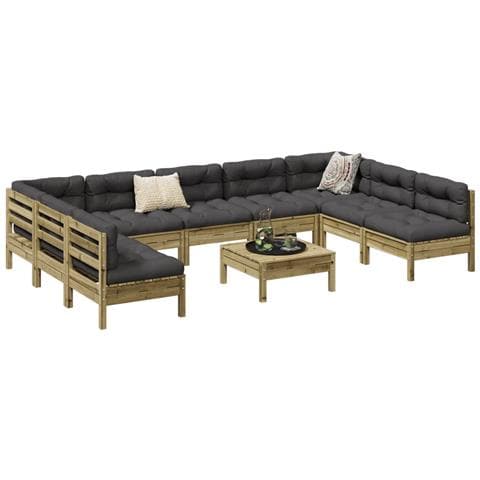 Set Divani Giardino 10 Pz Con Cuscini Legno Impregnato Di Pino - Foto 8