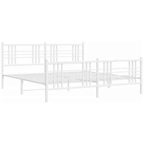 Giroletto Con Testiera E Pediera Metallo Bianco 180x200 Cm - Foto 3