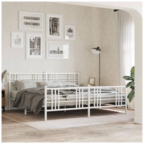 Giroletto Con Testiera E Pediera Metallo Bianco 180x200 Cm - Foto 1
