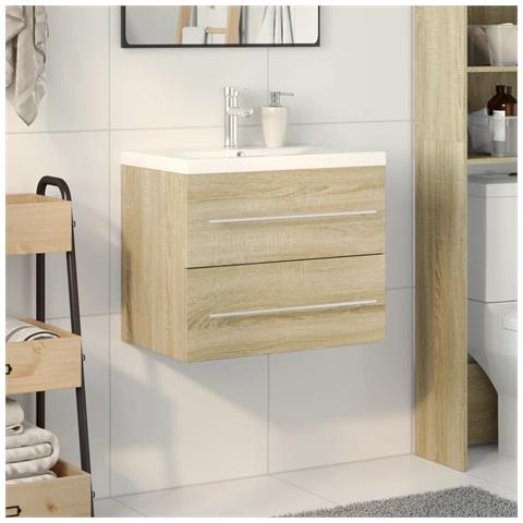Set Mobili Da Bagno 2 Pz Rovere Sonoma In Legno Multistrato - Foto 3