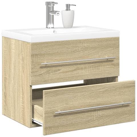 Set Mobili Da Bagno 2 Pz Rovere Sonoma In Legno Multistrato - Foto 1