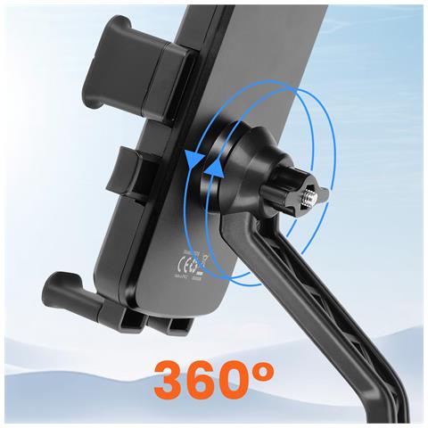 Supporto Bici E Moto Per Telefoni 6,5 A 8,5'' Manubrio O Specchietto, Nero - Foto 2