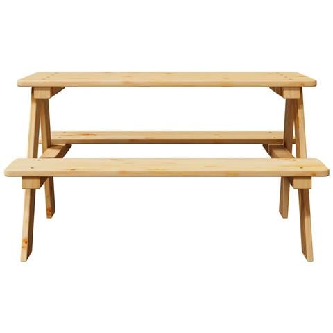 Tavolo per Bambini con Panche IRUN 90x79,5x50 cm Legno Massello - Foto 2