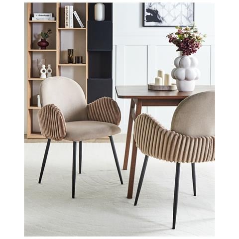 Set Di 2 Sedie Da Pranzo Amity Tessuto Tortora - Foto 1