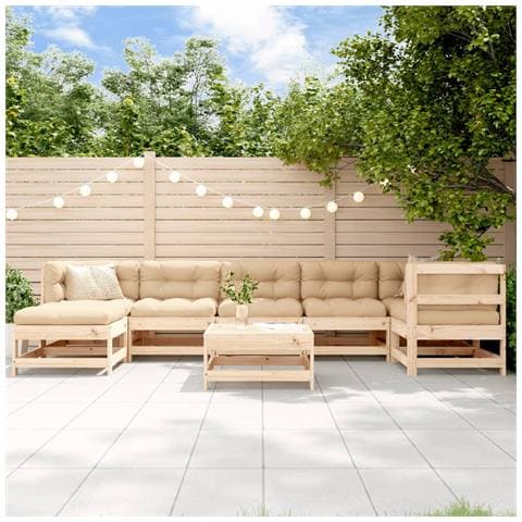 Set Salotto Da Giardino 8 Pz In Legno Massello Di Pino - Foto 1