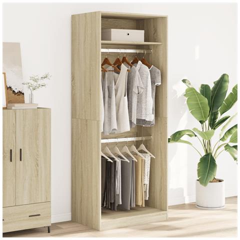 Armadio Rovere Sonoma 80x50x200 Cm In Legno Multistrato - Foto 3