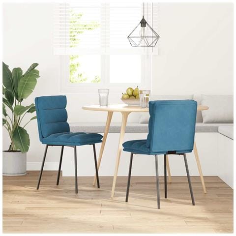 Sedie Da Pranzo 2 Pz Blu In Velluto - Foto 2