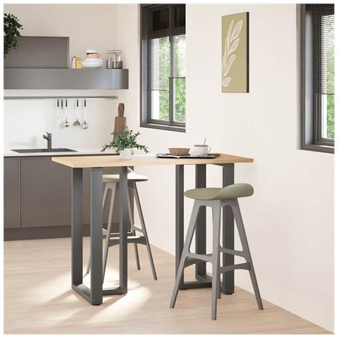 Gambe Tavolo Bar A T 2 Pz Antracite 60x35x(100-101) Cm Acciaio - Foto 2