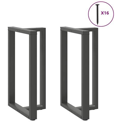 Gambe Tavolo Bar A T 2 Pz Antracite 60x35x(100-101) Cm Acciaio - Foto 3