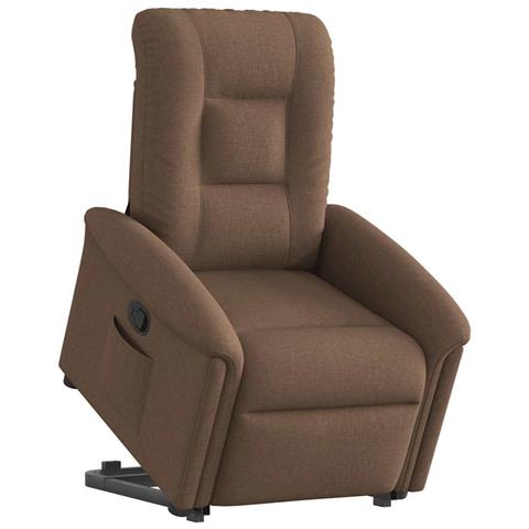 Poltrona Alzapersona Reclinabile Marrone In Tessuto - Foto 1