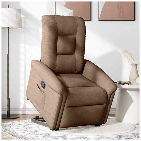 Poltrona Alzapersona Reclinabile Marrone In Tessuto - Foto 2