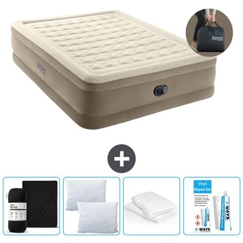 Set Materassino Gonfiabile - 203x152x46 Cm - Beige - Include Accessori Coordinati Cb17 - Foto 1