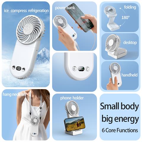 Ventilatore Pieghevole Con Display Digitale Di Raffreddamento - Comfort Portatile White - Foto 2