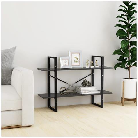 Lusso Casadino - Libreria A 2 Ripiani Grigia 100x30x70 Cm In Legno Multistrato - Foto 2