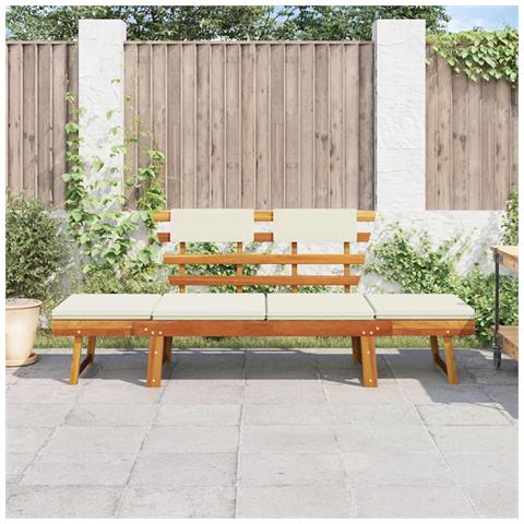 Lusso Casadino -  Panca Da Giardino Con Cuscini 2-in-1 190 Cm In Massello Acacia - Foto 2