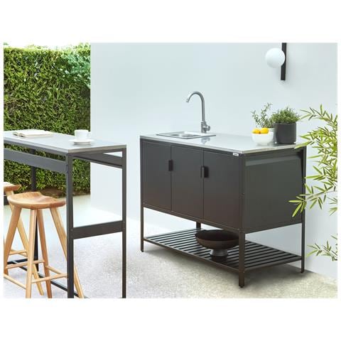 Set Cucina Da Esterno 2 Elementi Con Lavello Maenza Metallo Nero - Foto 1