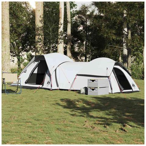 Tenda Campeggio 5 Persone Bianca Tessuto Oscurante Impermeabile - Foto 2